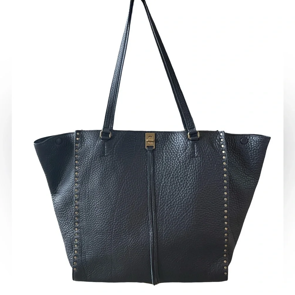 Rebecca Minkoff Darren Deep Large Black Leather Studded Tote Shoulder Bag - Picture 5 of 16
